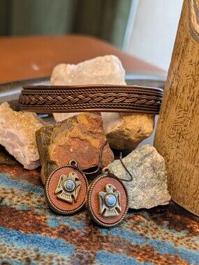 Southwest SET- Etched Copper Cuff Bracelet and Earrings.